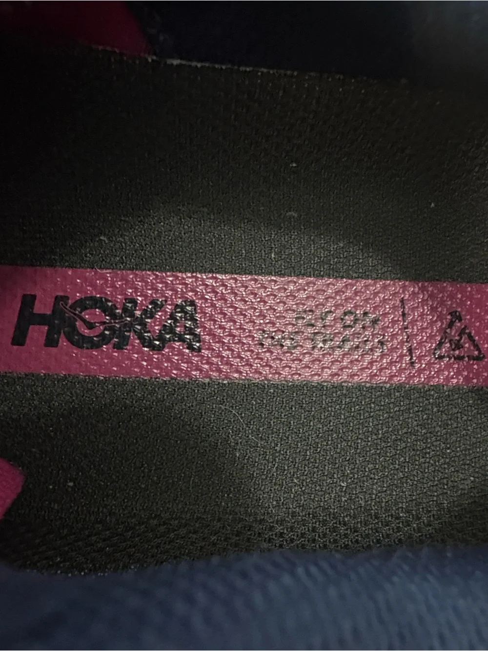 Hoka Women's Zinal Trail Running Shoe. Fuchsia/Navy Blue/Orange Accents. Size-7